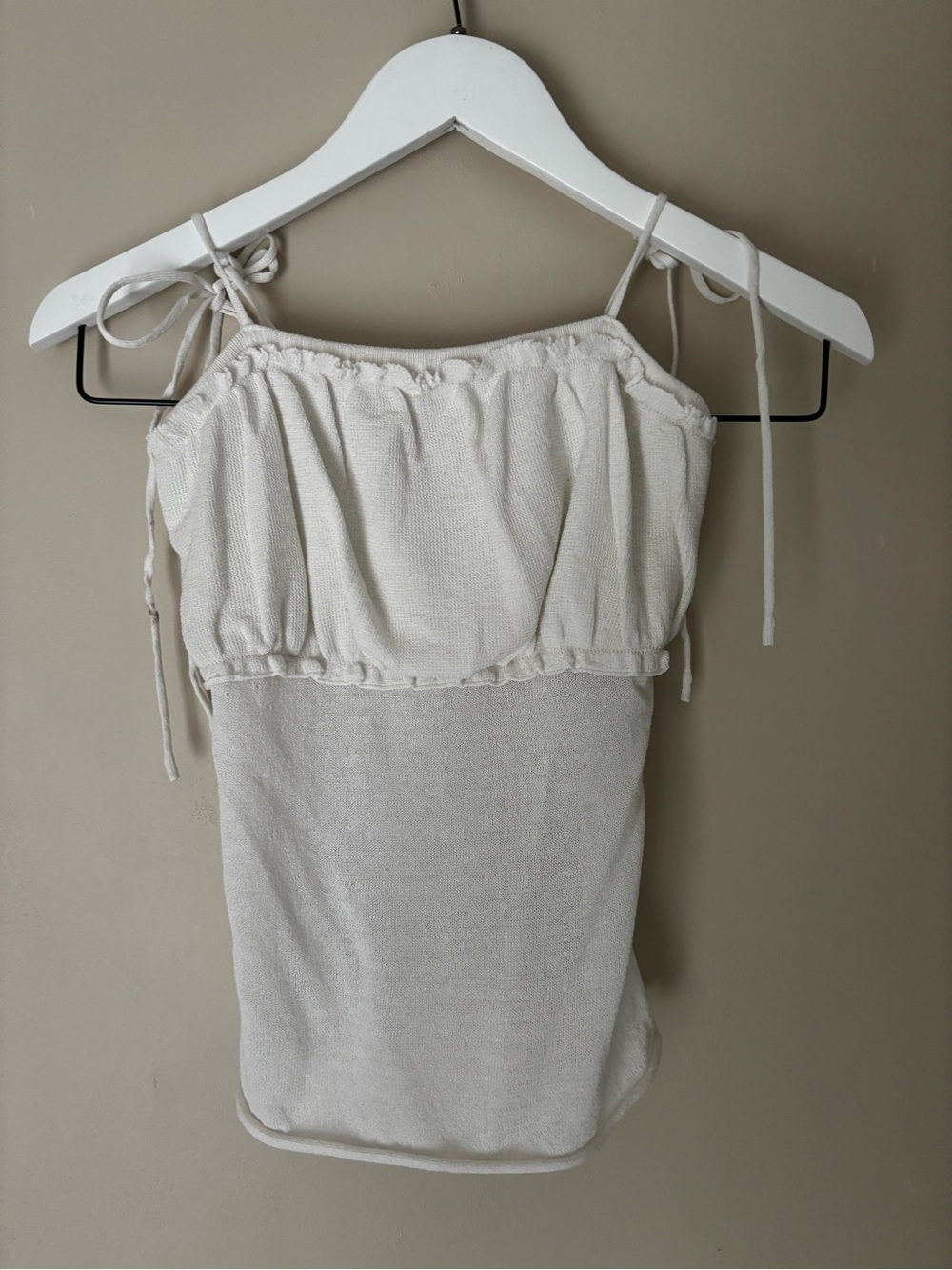 wild fable white ruffle-edge knit top